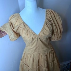 Yellow Ruffled Dress with Puffy Sleeves Size M!